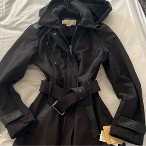 Michael Kors Black Trench Coat with Hood